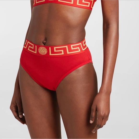 Versace Greek Border High Leg Jersey Briefs NWT - Picture 3 of 6